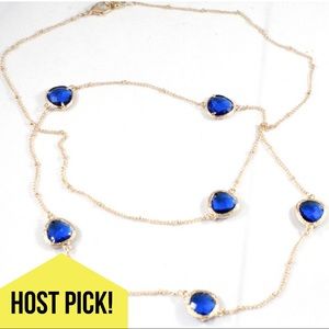 🎊HP🎊Gold & blue crystal extra long necklace